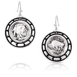 Montana Silversmiths Women's Buffalo Nickel Black/Silver Earrings