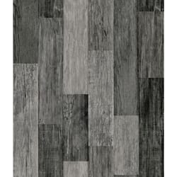 RoomMates 16.5 ft. L Weathered Wood Plank Black Vinyl Peel and Stick Wallpaper