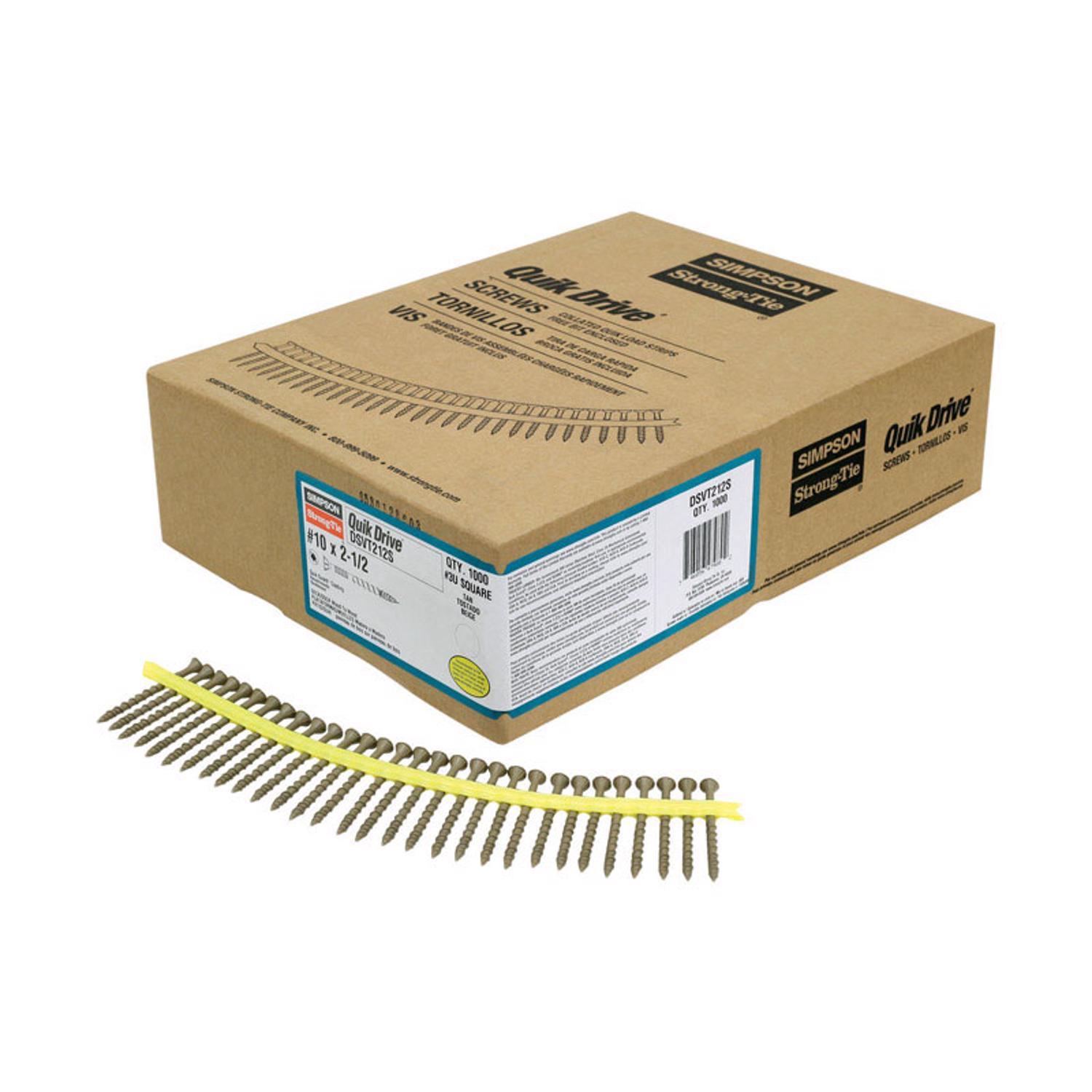 Simpson Strong-Tie Quick Drive No. 10 Sizes X 2-1/2 in. L Star Ribbed Flat Head Deck Screws 1000 pk