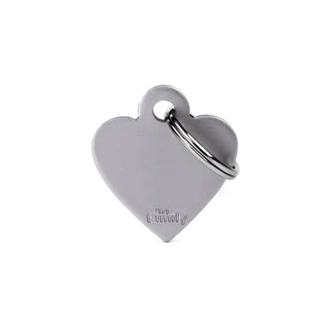 MyFamily Basic Gray Heart Aluminum Dog Pet Tags Small