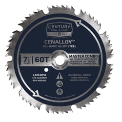 Century Drill & Tool 7-1/4 in. D Master Combo Steel Circular Saw Blade 60 teeth 1 pc