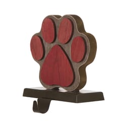 Glitzhome Brown/Red Paw Stocking Holder 6.3 in.