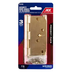Ace 4 in. L Satin Brass Residential Door Hinge 3 pk