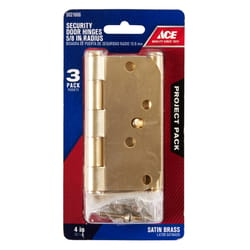 Ace 4 in. L Satin Brass Residential Door Hinge 3 pk