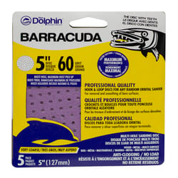 Blue Dolphin Barracuda 5 in. Aluminum Oxide Hook and Loop Sanding Disc 60 Grit Very Coarse 5 pk