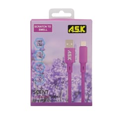 A.S.K USB to Type C Cable 12 ft. Purple