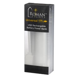 Roman Lights Silver/White USB Rechargeable Micro Cable Figurine 4.7 in.