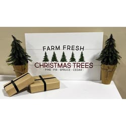 P Graham Dunn Multicolored Farm Fresh Christmas Trees Table Decor 17 in.