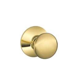 Schlage F Series Plymouth Bright Brass Passage Knob 1-3/4 in.