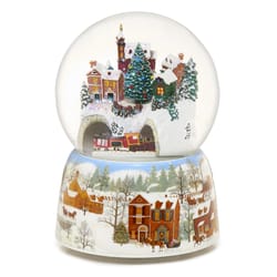 Roman Glitter Dome LED Multicolored Musical Christmas Train in Village Figurine 6.75 in.