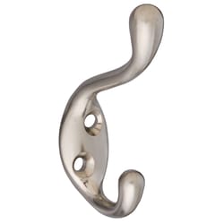 National Hardware 3.3 in. L Satin Nickel Silver Zinc Coat/Hat Hook 75 lb. cap. 1 pk