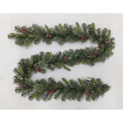 Celebrations 12 in. D X 9 ft. L LED Prelit Mixed Pine Color Changing Battery Operated Garland