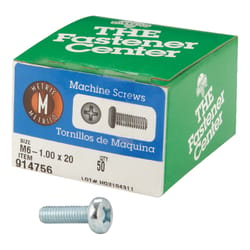 HILLMAN M6-1 X 20 mm L Phillips Pan Head Zinc-Plated Steel Metric Machine Screws 50 pk