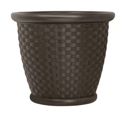 Suncast Sonora 15.75 in. H X 18 in. W Resin Planter Brown