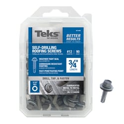 Teks No. 12 X 3/4 in. L Hex Drive Hex Washer Head Roofing Screws 90 pk