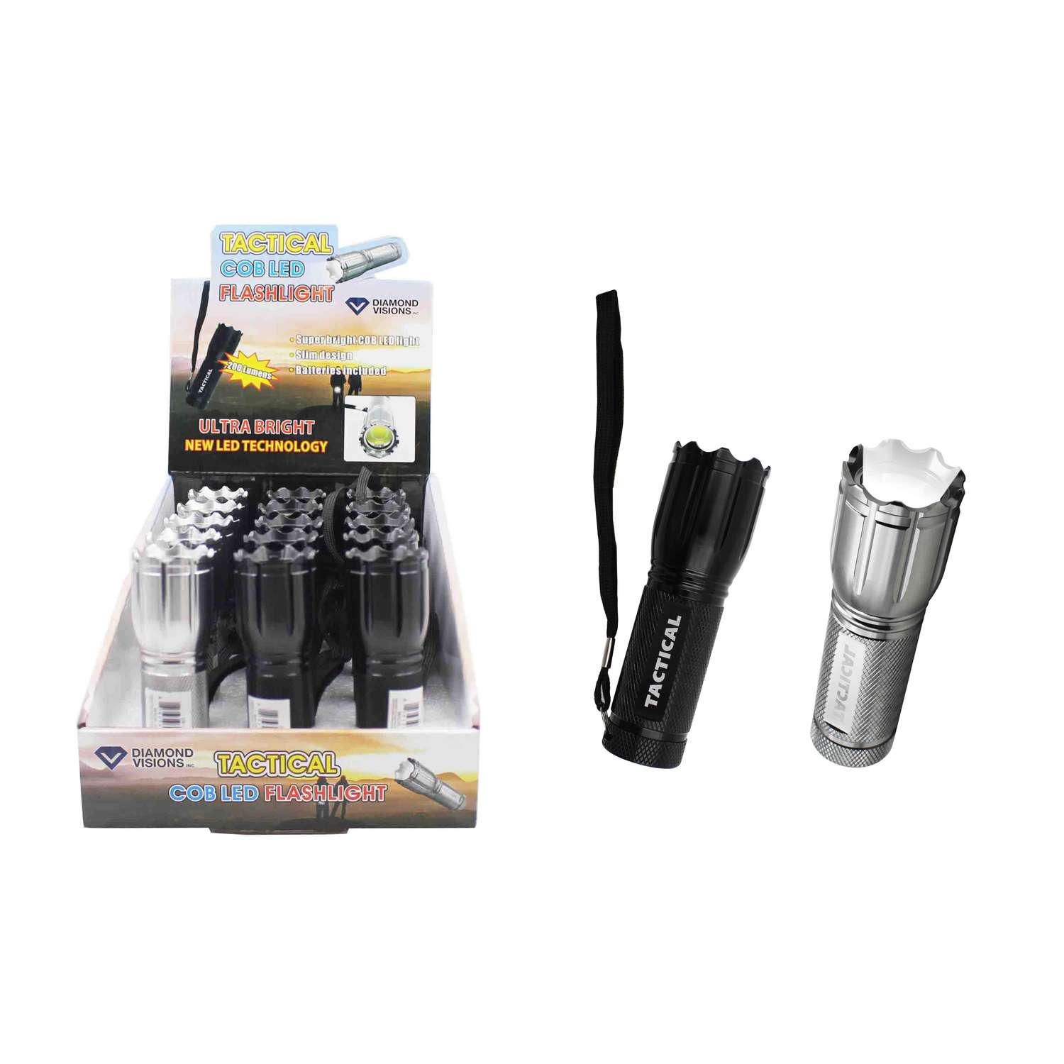 Diamond Visions 200 lm Black/Silver LED COB Flashlight Ace Hardware