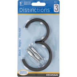 HILLMAN Distinctions 5 in. Black Steel Screw-On Number 3 1 pc