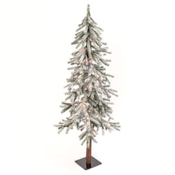 Gerson 5 ft. Slim Incandescent 150 ct Flocked Alpine Christmas Tree
