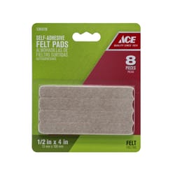 Ace Felt Self Adhesive Pad Brown Rectangle 1/2 in. W X 4 in. L 8 pk