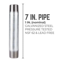 STZ Industries 1 in. MIP each X 1 in. D MIP in. Galvanized Steel 7 in. L Nipple