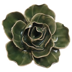 Chive English Garden 1.8 in. H X 3.7 in. W X 3.7 in. L Glazed Green Ceramic Ranunculus Wall Flower