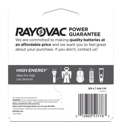 Rayovac High Energy AA Alkaline Batteries 4 pk Carded