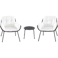 Mod Bali 3 pc Black Aluminum Modern Chat Set White