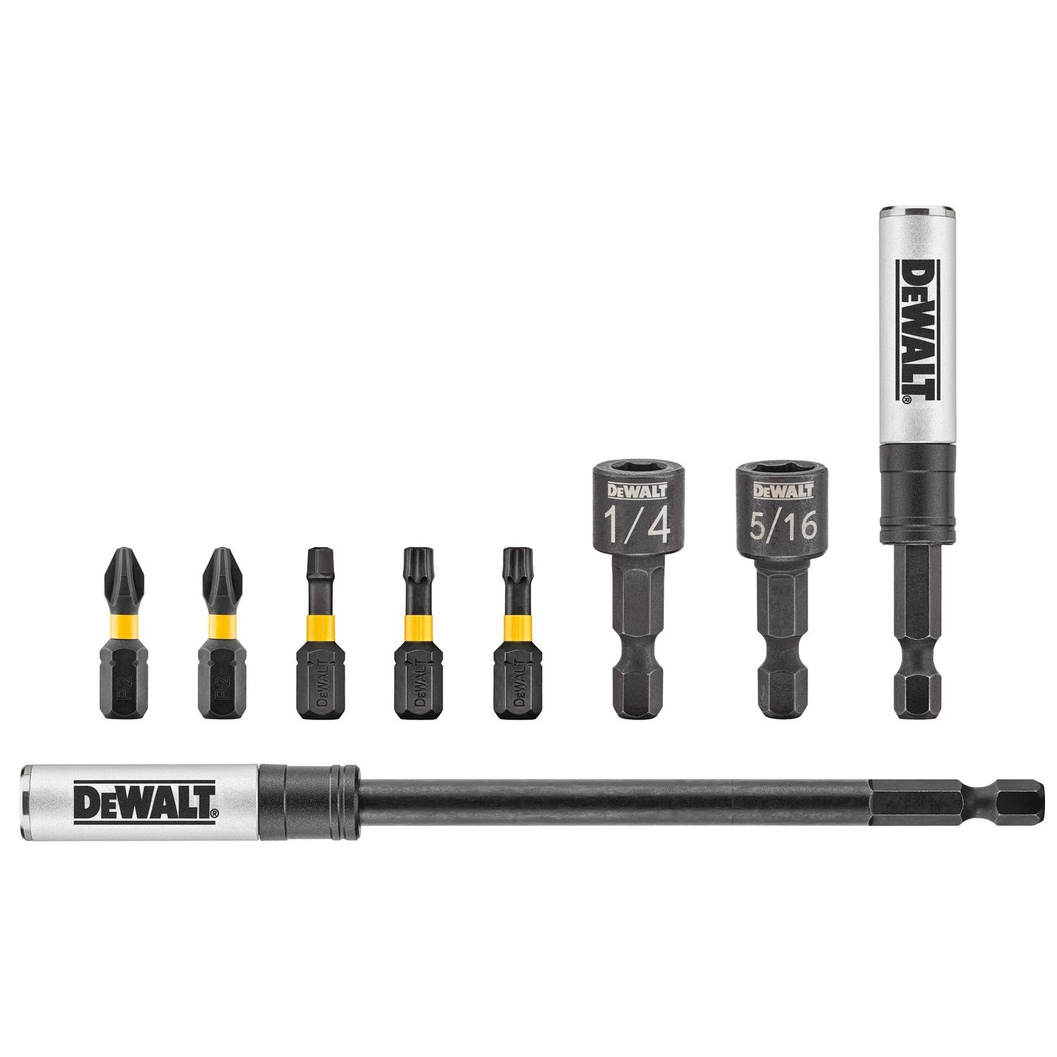 Photos - Drill Bit DeWALT FlexTorq Hex 1/4 in. Impact Driver Bit Set 9 pc DWAFTAS-9 