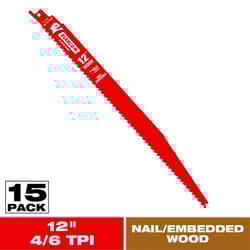 Diablo 12 in. Bi-Metal Reciprocating Saw Blade 4/6 TPI 15 pk