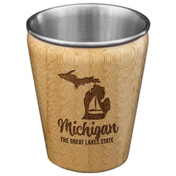 Totally Bamboo 2 oz Brown/Silver Stainless Steel/Wood Michigan Shot Glass