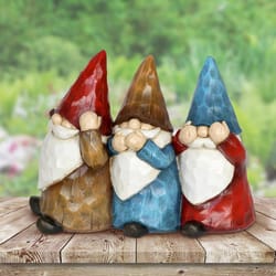 Exhart WindyWings Multicolored Resin 9 in. H See No, Hear No, Speak No Evil Gnome Statue