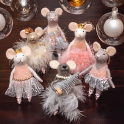 Karma Multicolored Ballerina Mice Ornament 4.25 in.