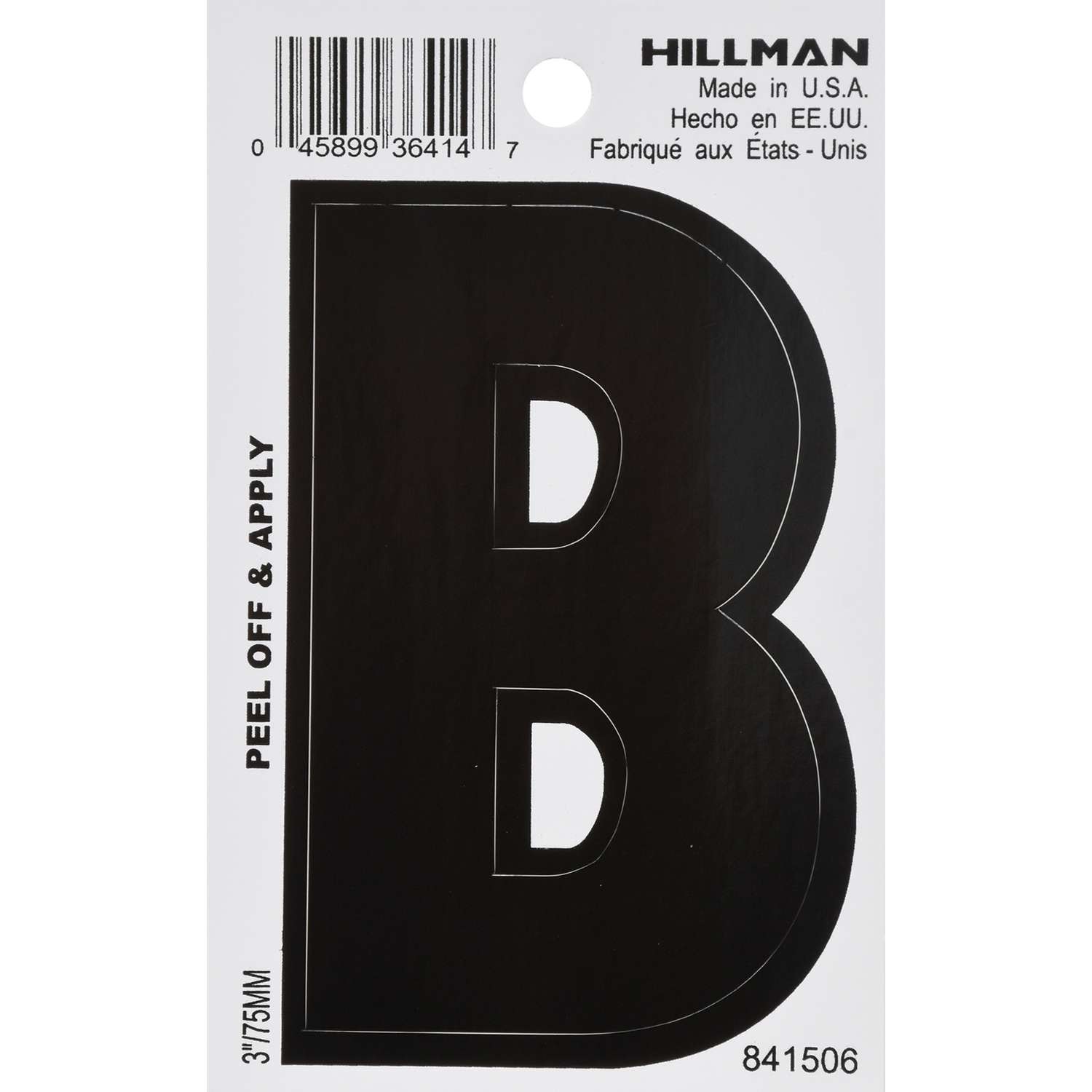 Hillman 3 in. Black Vinyl SelfAdhesive Letter B 1 pc Ace Hardware
