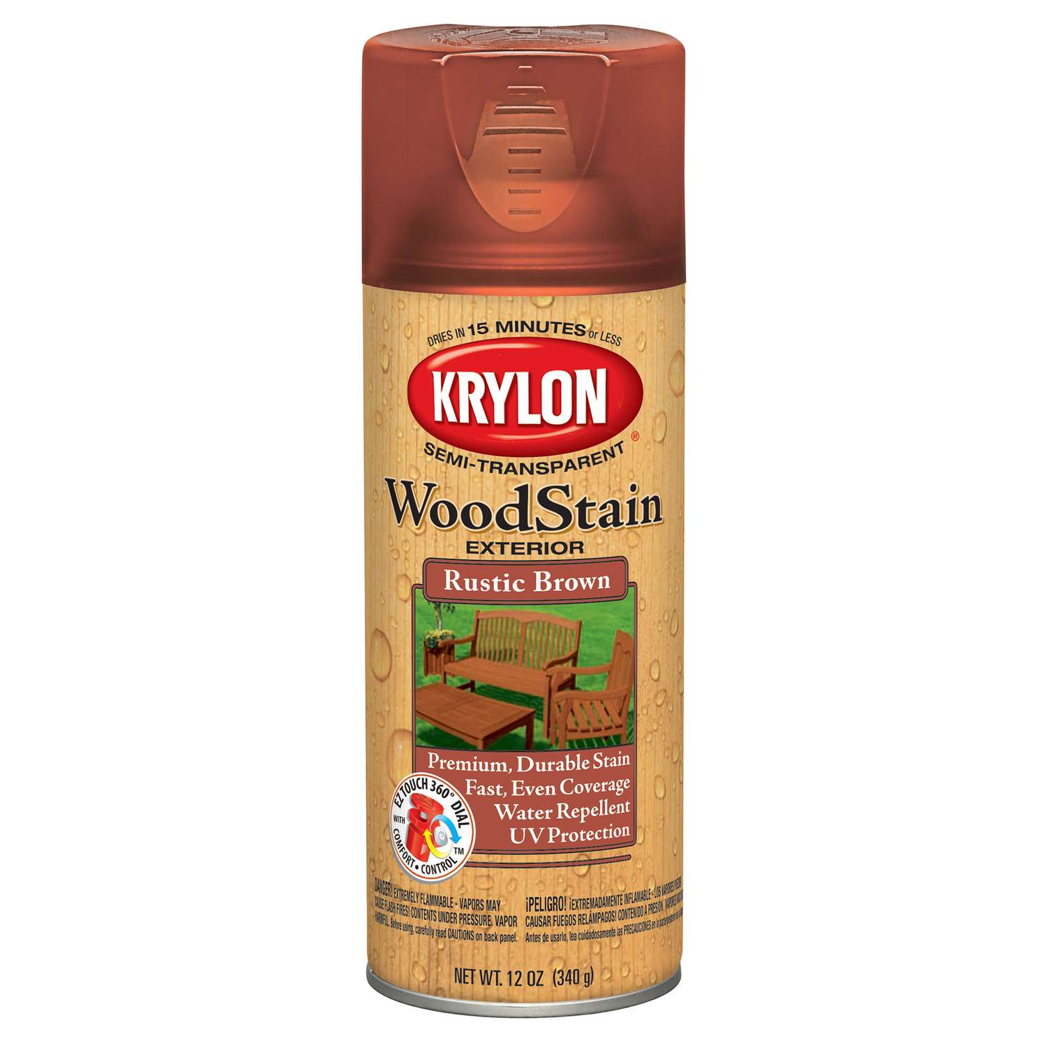 Krylon SemiTransparent Flat Rustic Brown OilBased Wood Stain 12 oz