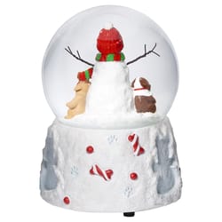 Roman Glitterdome LED Multicolored Musical Puppies with Snowman Indoor Christmas Decor 5.75 in.