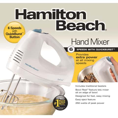 Hamilton Beach 6 Speed Hand Mixer with Easy Clean Beaters - White