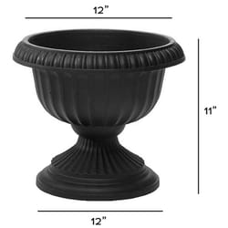 Novelty 11 in. H X 12 in. W X 12 in. D X 12 in. D Resin Grecian Urn Urn Planter Black