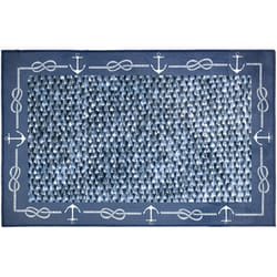 Homefires 20 in. W X 30 in. L Blue/White Nautica Polyester Accent Rug