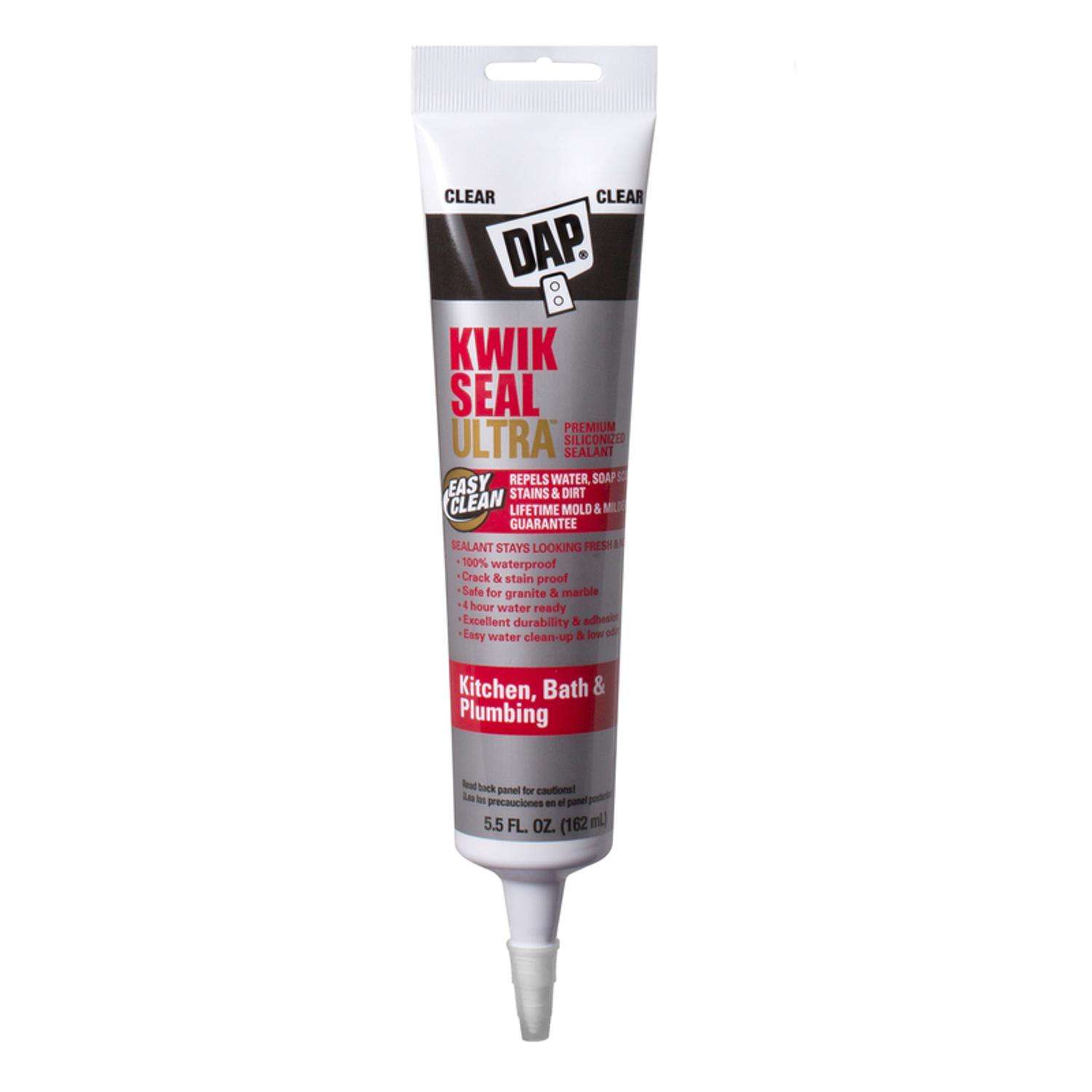 DAP Kwik Seal Ultra Clear Siliconized Acrylic Kitchen and Bath Caulk