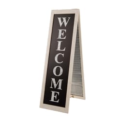 Glitzhome Multicolored Metal/Wood 36.02 in. H Welcome Porch Sign Planter Stand