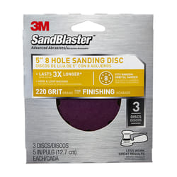 3M Sandblaster 5 in. Ceramic Blend Hook and Loop Sanding Disc 220 Grit Fine 3 pk