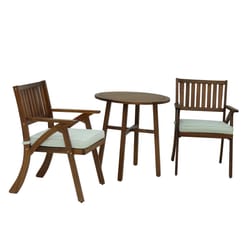 Living Accents 3 pc Brown Wood Bistro Set White