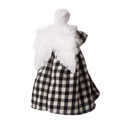 Glitzhome Multicolored Plaid Angel Tree Topper 18.11 in.