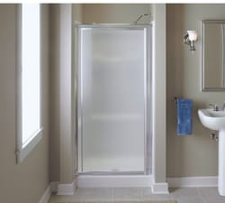 Vista Pivot 65.5 in. H X 31.25 in. W Silver Silver Framed Shower Door