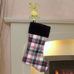 Dyno Cream/Red Plaid Christmas Stocking 20 in.