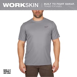 Milwaukee Workskin M Short Sleeve Men's Crew Neck Gray Lightweight Performance Tee Shirt