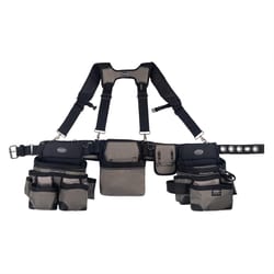 Bucket Boss Mullet Buster 29 pocket Polyester Tool Belt with Suspenders Gray 52 in.