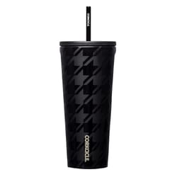 Corkcicle Cold Cup 24 oz Onyx Houndstooth BPA Free Insulated Straw Tumbler