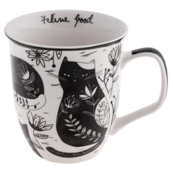 Karma Boho Black/White Ceramic Cat Mug 3.7 in. D 1 pk