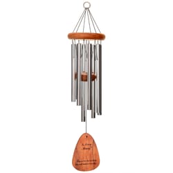 Wind River In Loving Memory Silver Aluminum/Wood 24 in. Wind Chime